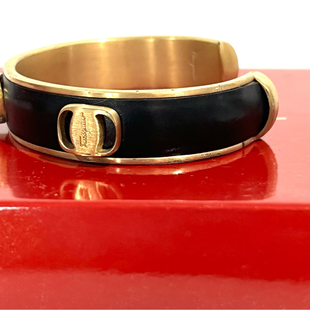 Salvatore Ferragamo Leather and Gold Vara Cuff - Picture 3 of 7
